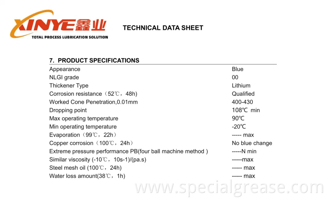 High-Temperature Semi-Fluid Lithium Grease Optimal Lubrication in Extreme Heat Conditions